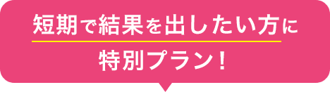短期で結果を出したい方に特別プラン！