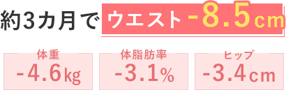約3カ月でウエスト-8.5cm