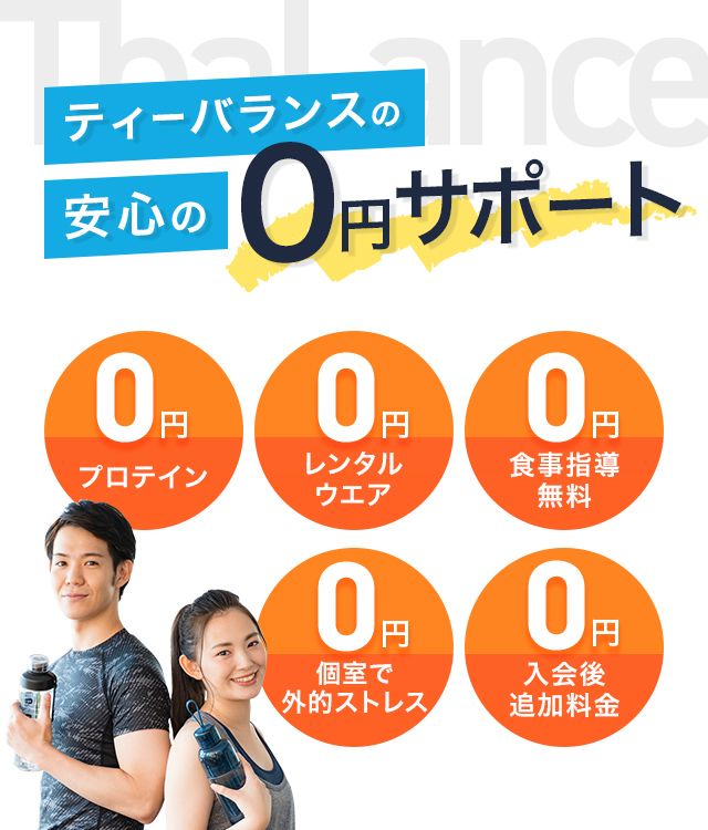 ティーバランスの安心の0円サポート
