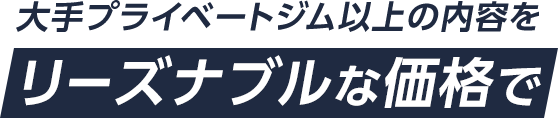 大手プライベートジム以上の内容をリーズナブルな価格で